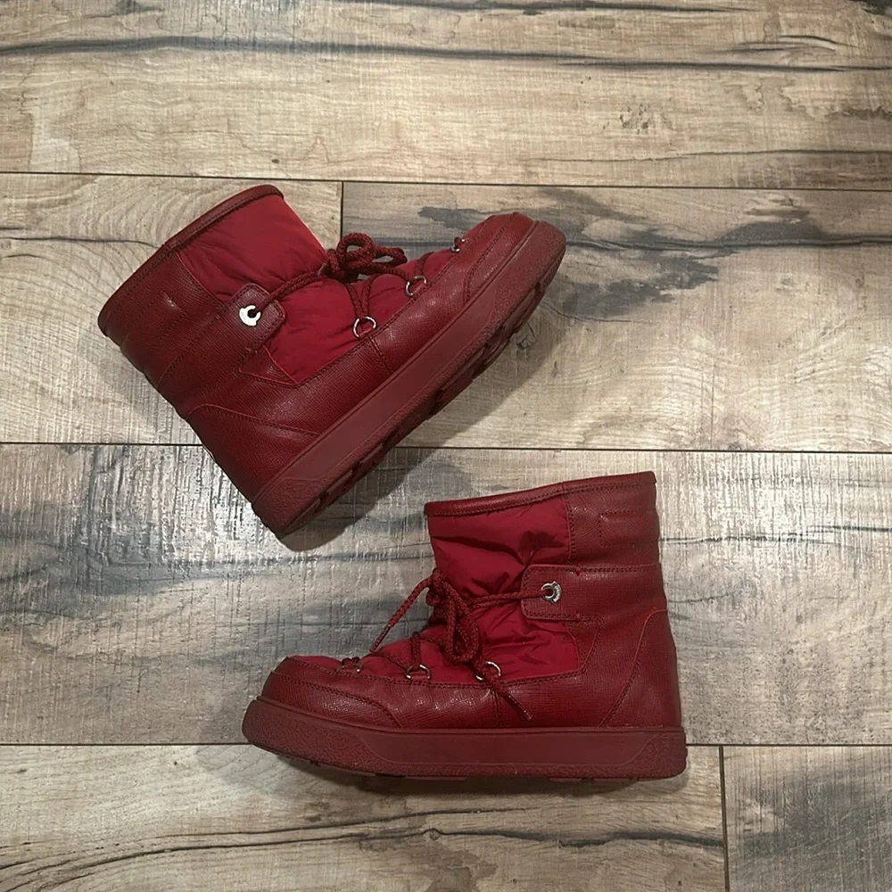 Moncler Red Winter Rain Boots